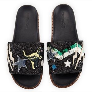 COACH glitter Rexy slide sandals sport BNWOT $225